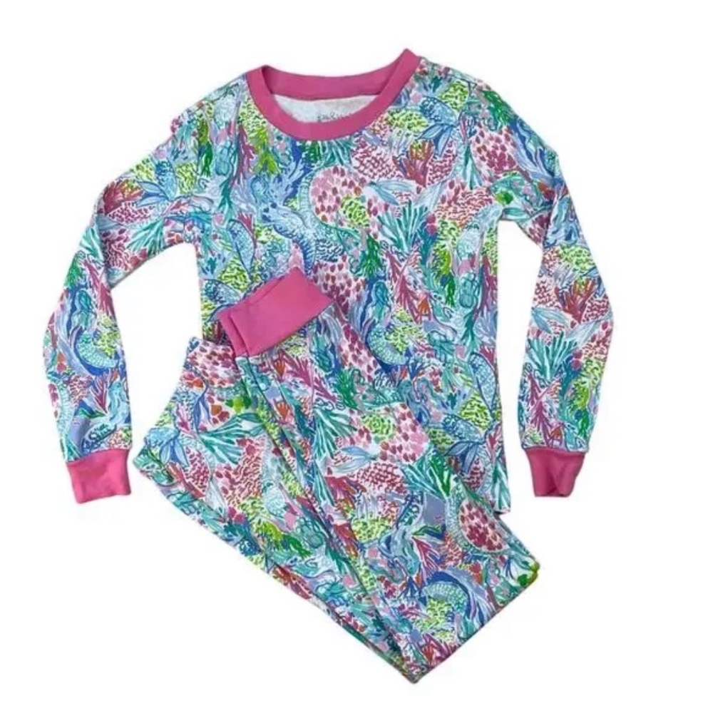 GIRLS Lilly Pulitzer Pottery Barn Kids Mermaid in the Shade Pajamas Size 6